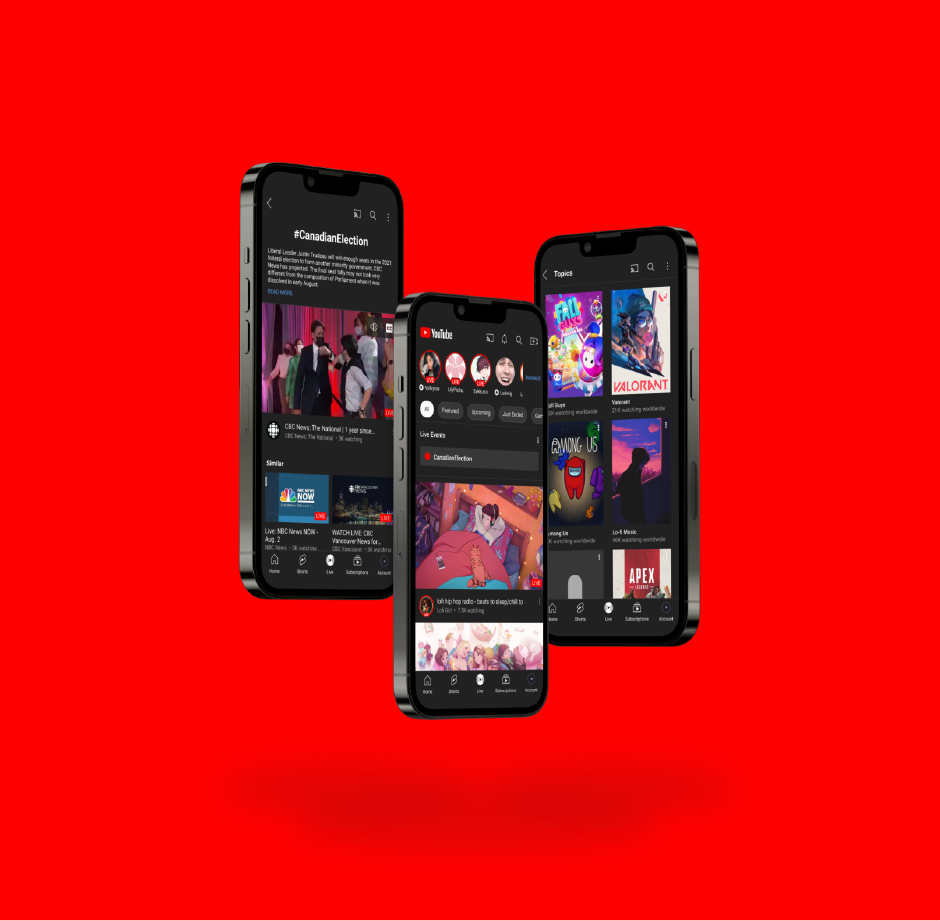 MockUp Image of YouTube Redesign UX/UI Project